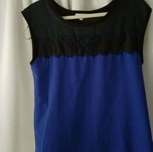Black/Royal mixed media shirt